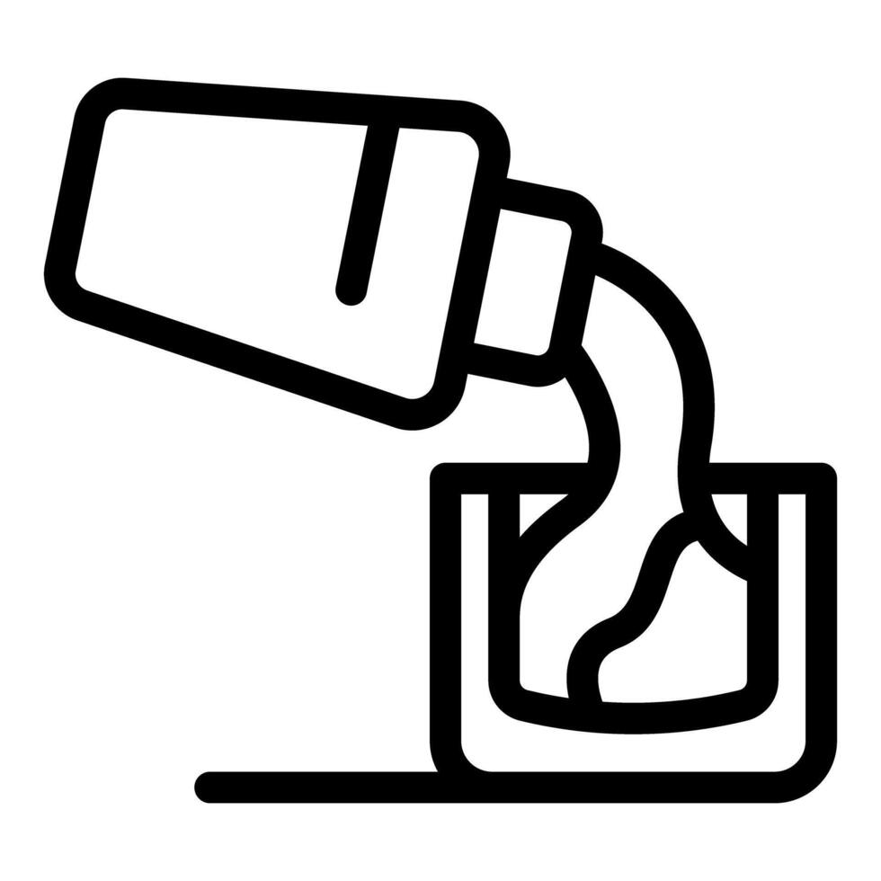 Mouthwash pouring from bottle into cup icon vector