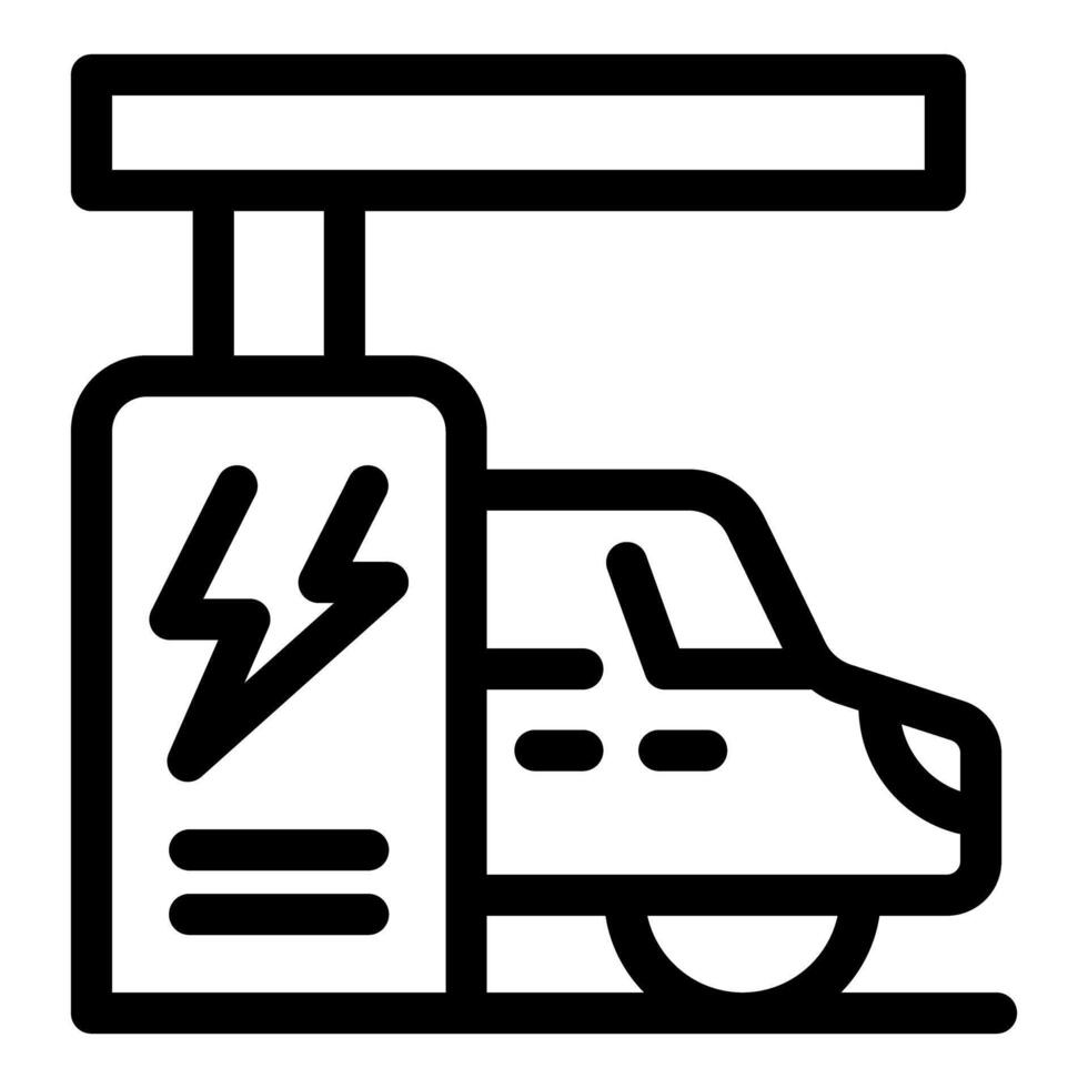Electric vehicle refueling at charging station with lightning symbol vector