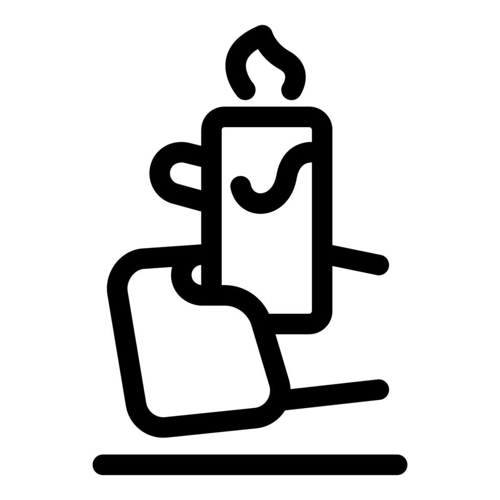 Hand holding burning candle creating shadow on the wall vector