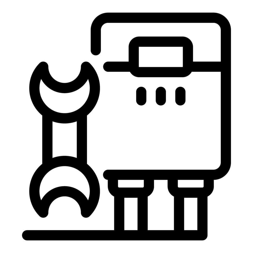 Wrench fixing a boiler system for home heating and plumbing vector