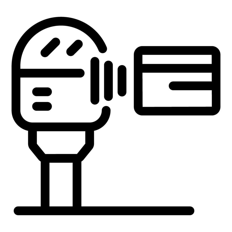 Parking meter accepting contactless payment from credit card vector