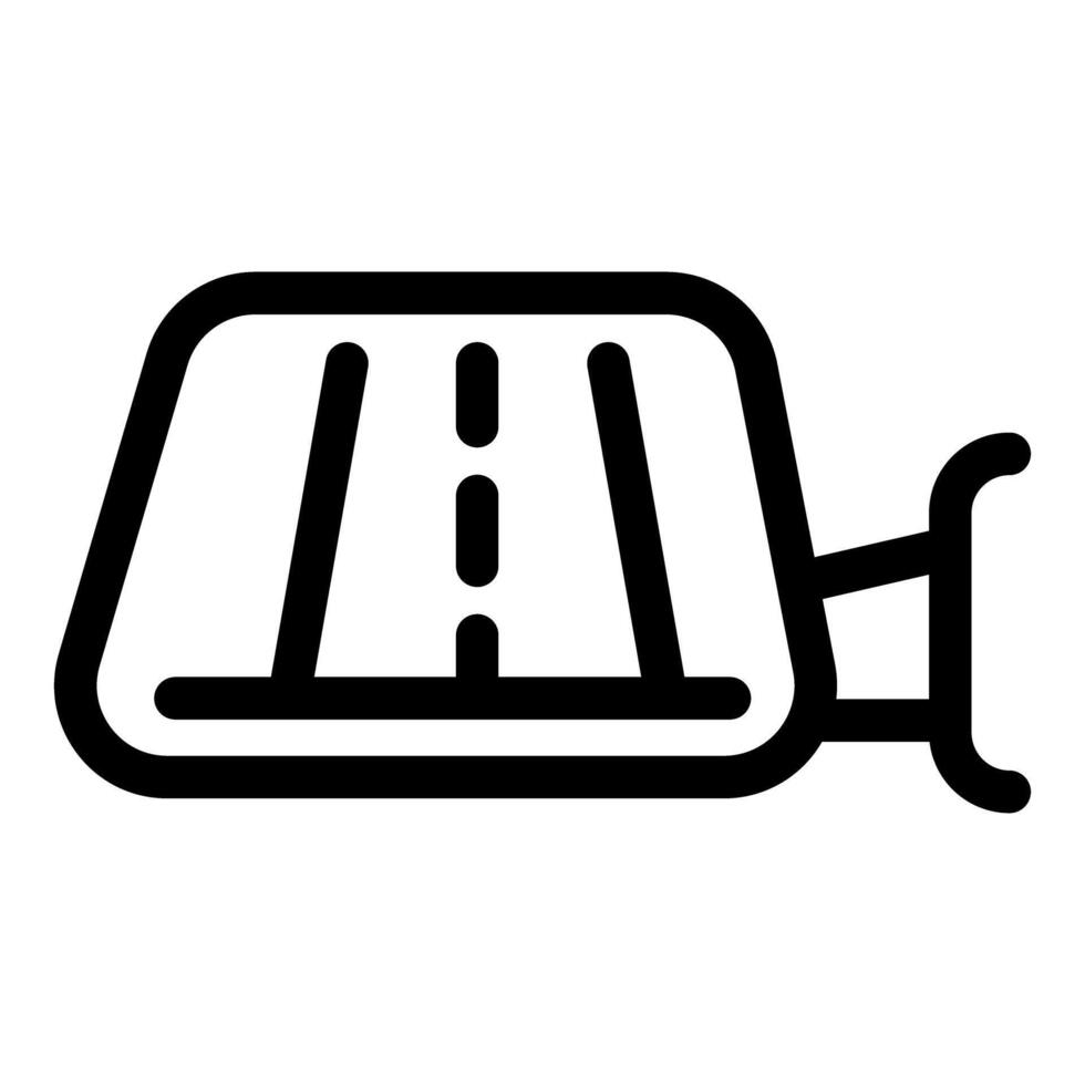 Car rear view mirror showing empty straight road vector