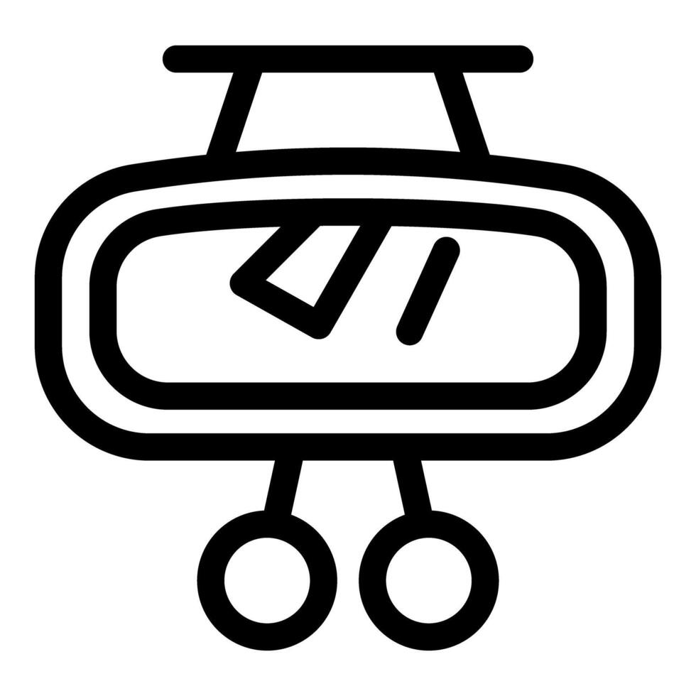 Baby mobile with toys hanging reflecting in mirror icon vector outline