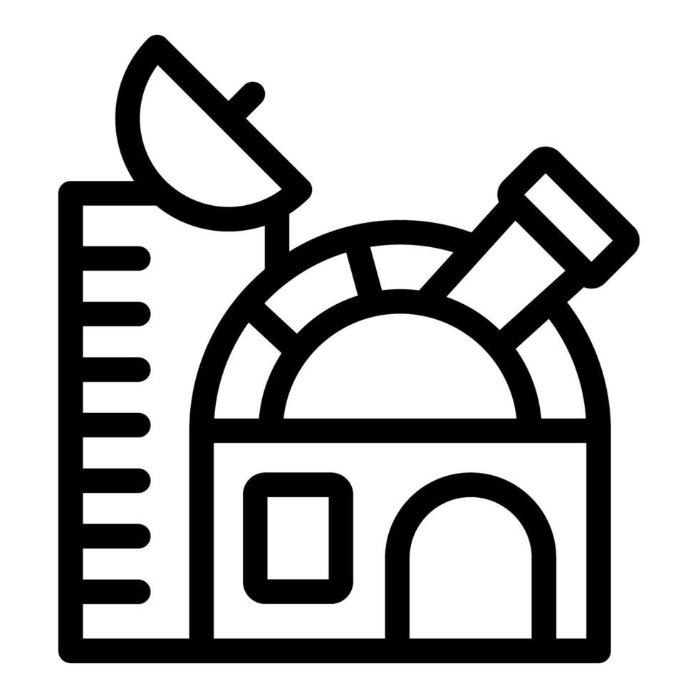 Observatory building featuring telescope and satellite antenna for space exploration vector