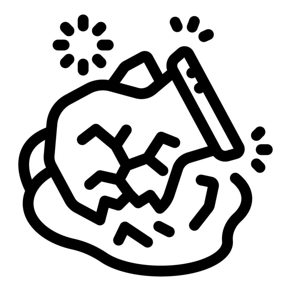 Clay pot broken dropping water creating puddle line icon vector