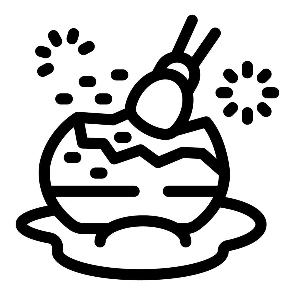 Chopsticks picking up food from cracked egg dish with fireworks vector