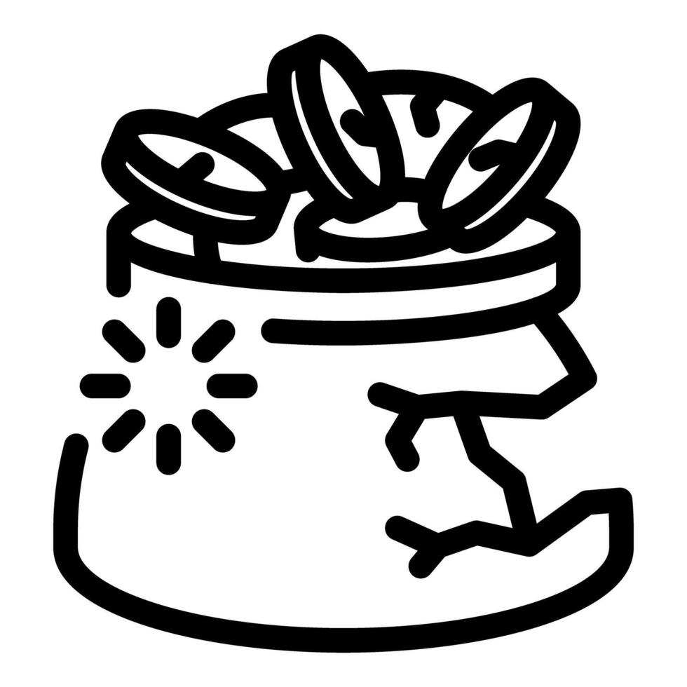 Money jar being filled up while cracked showing financial instability vector