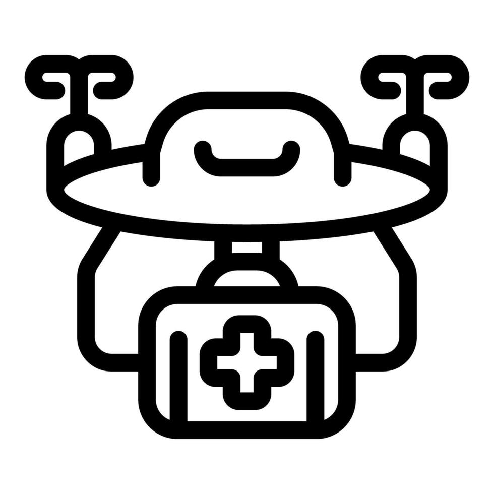 Drone carrying first aid kit icon for emergency medical services vector