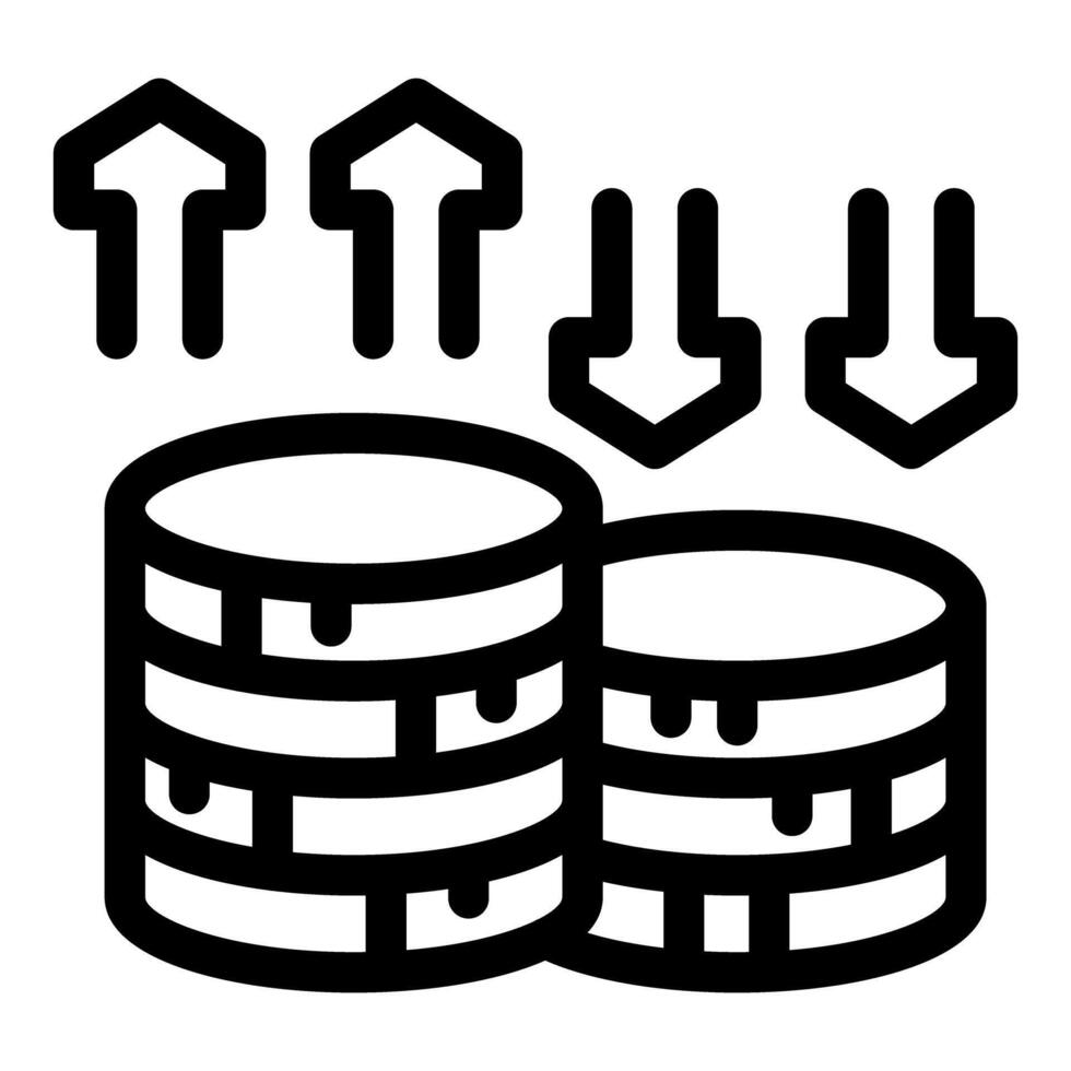 Money increasing and decreasing showing market volatility icon vector