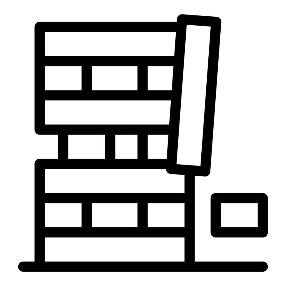 Wooden blocks tower game falling down with last piece removed vector
