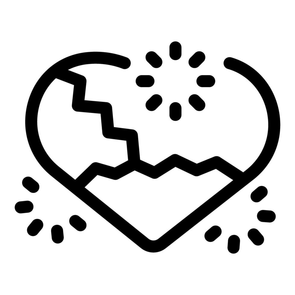 Simple line art vector illustration of a broken heart being repaired