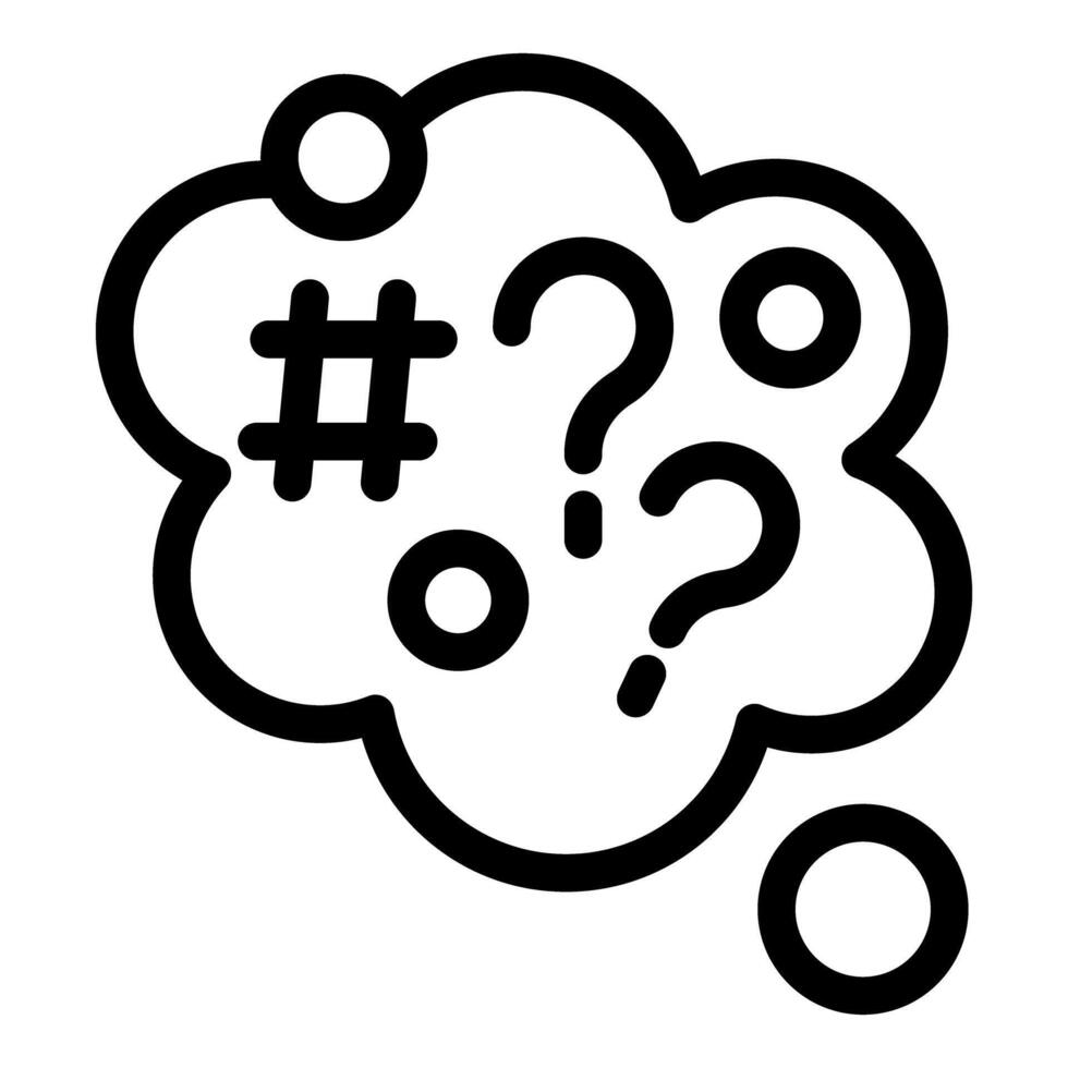 Thought bubble representing confusion with question marks and hashtags vector