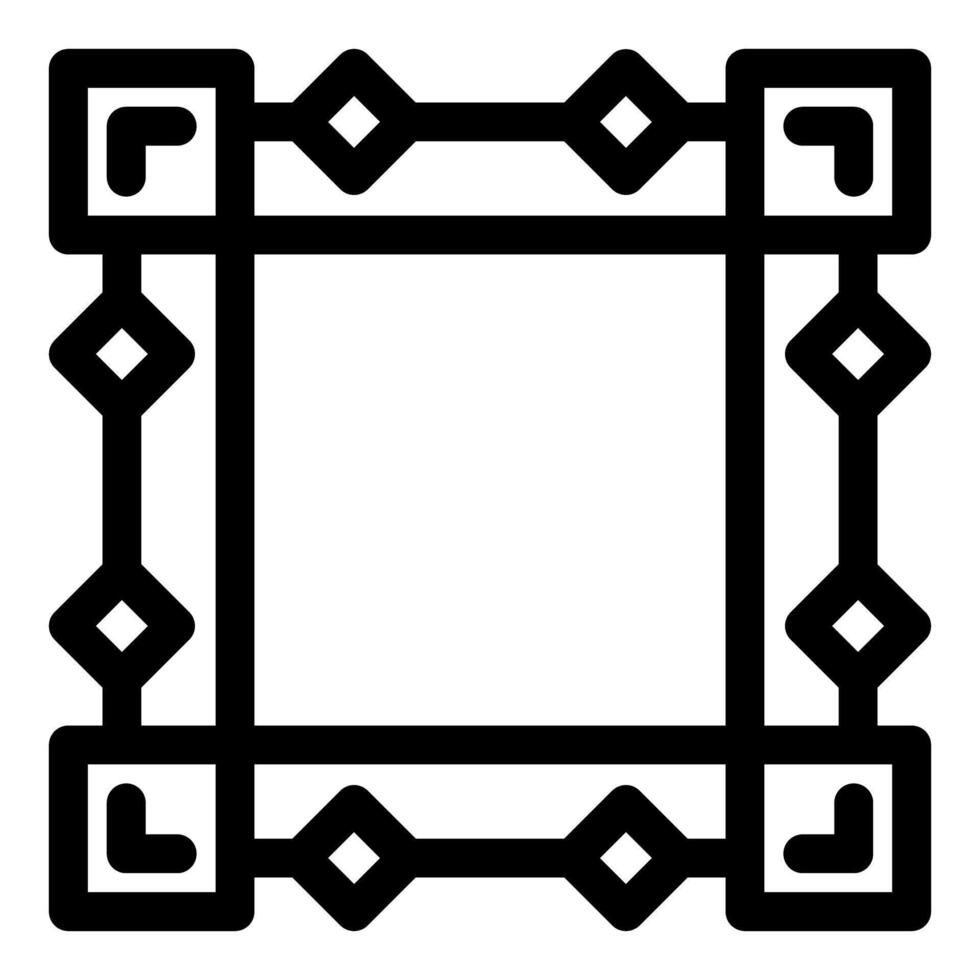 Black outline square frame featuring connected lines and diamonds vector