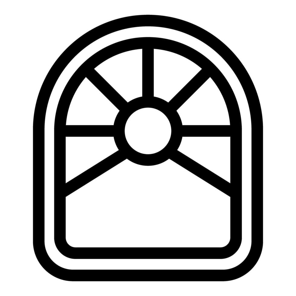 Arched window with circular detailing providing ventilation and natural light vector