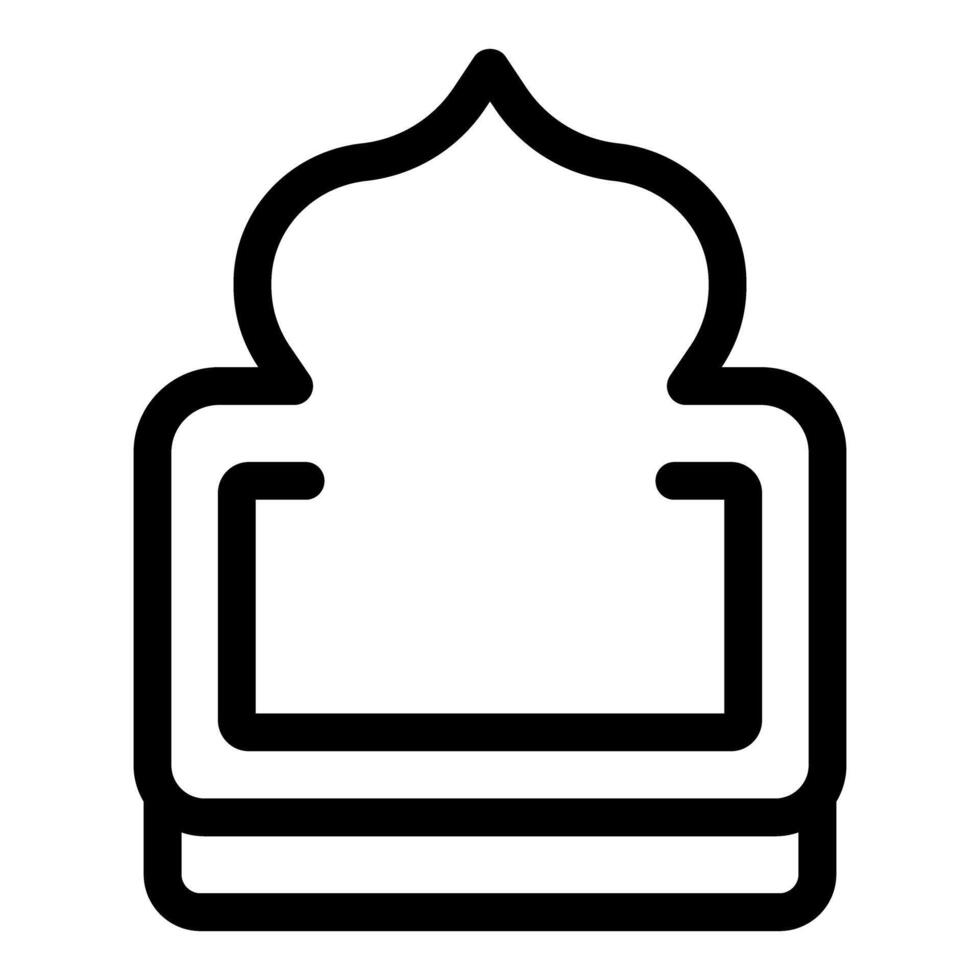 Simple black outline vector icon of a mosque building