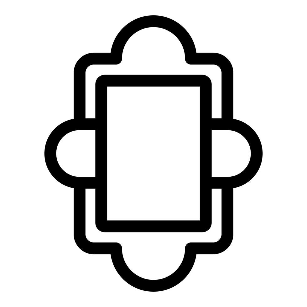 Black outline badge with circles and arcs forming a frame vector