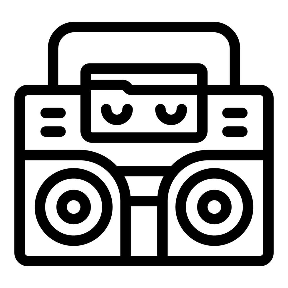 Boombox playing music with cassette tape inside icon vector