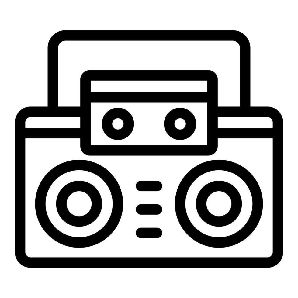 Boombox playing music, portable cassette player icon vector