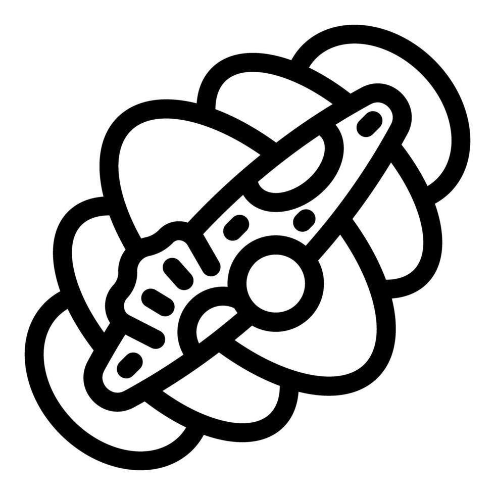 Black and white icon of a spacecraft flying through orbiting planets vector
