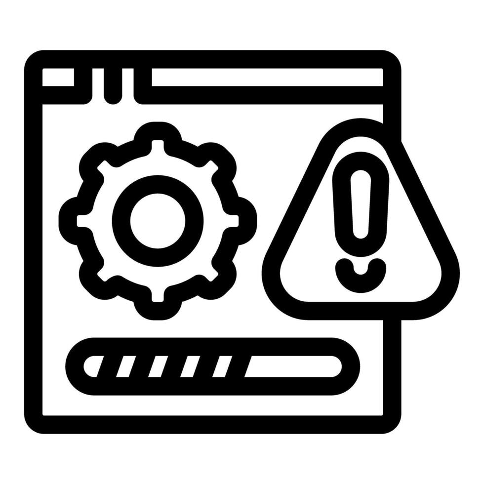 Website update error with progress bar and cogwheel icon vector