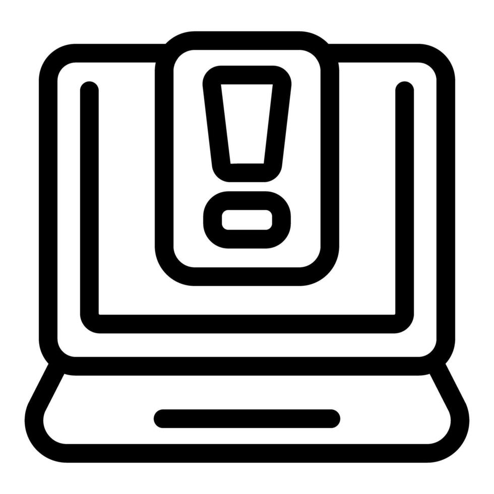 Laptop showing warning exclamation point notification icon vector
