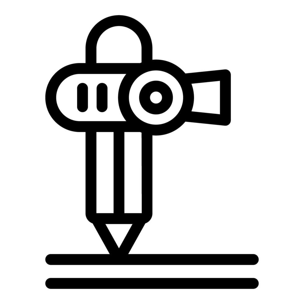 Pencil drawing a line with a video camera filming it in black and white vector