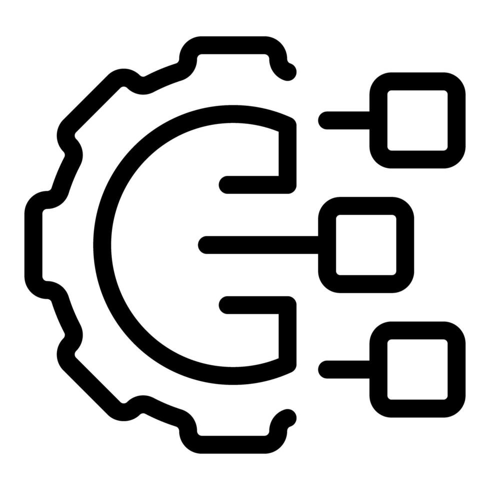 Gear connecting to data blocks representing data integration process vector