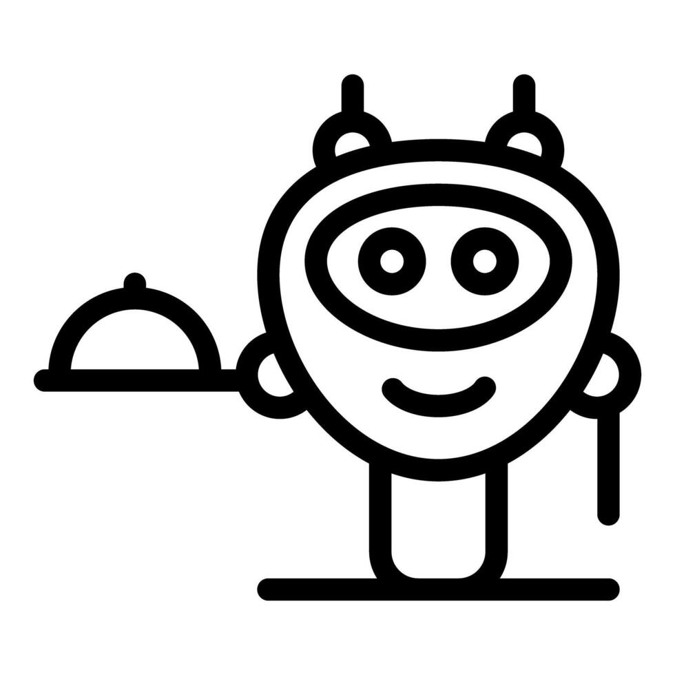 Friendly smiling robot is holding a serving tray vector