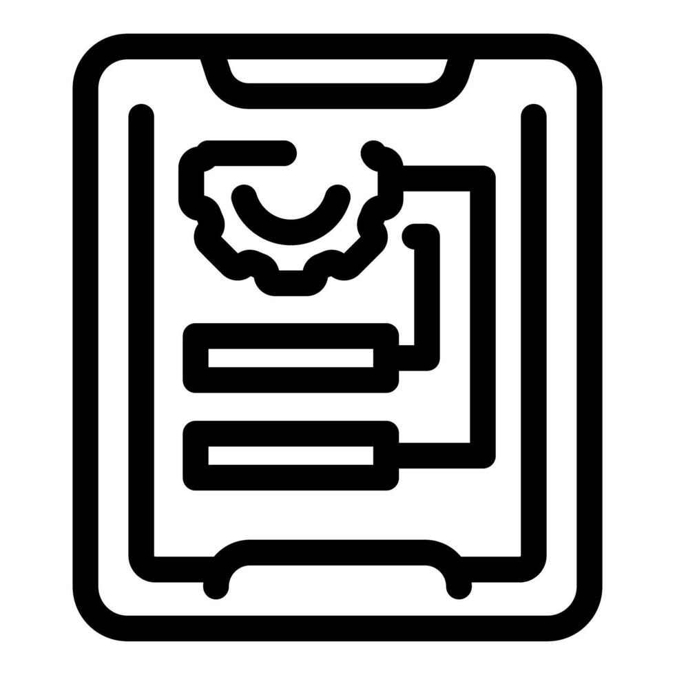 Simple icon of a tablet showing data being processed vector