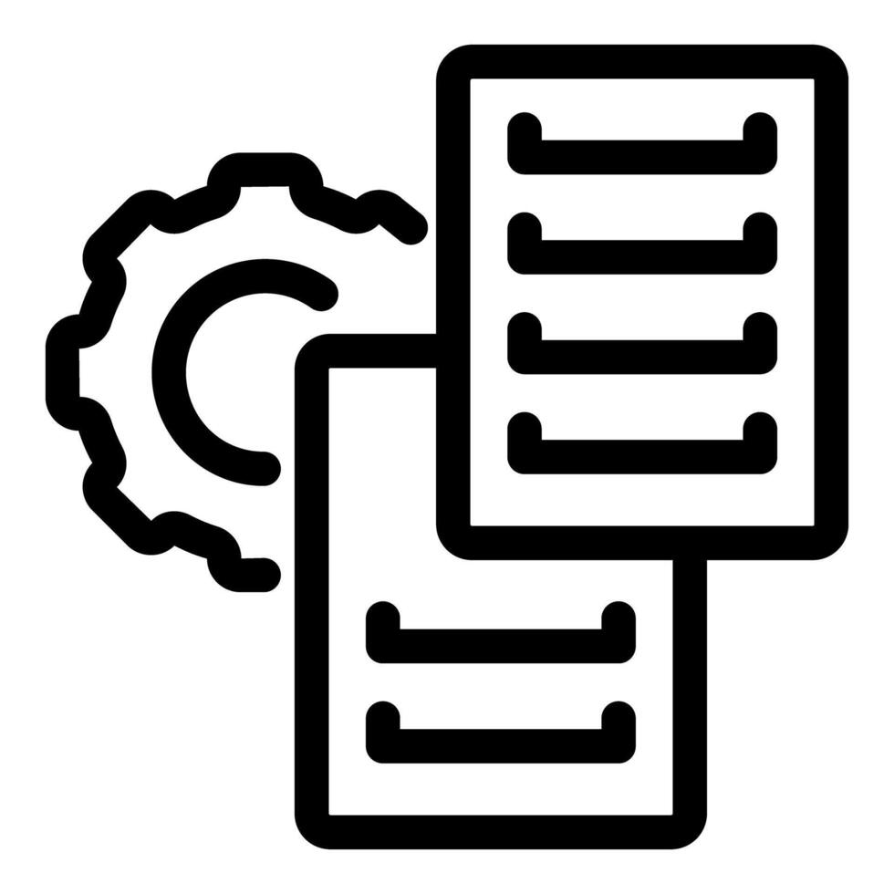 Gear connecting two digital documents data management concept vector