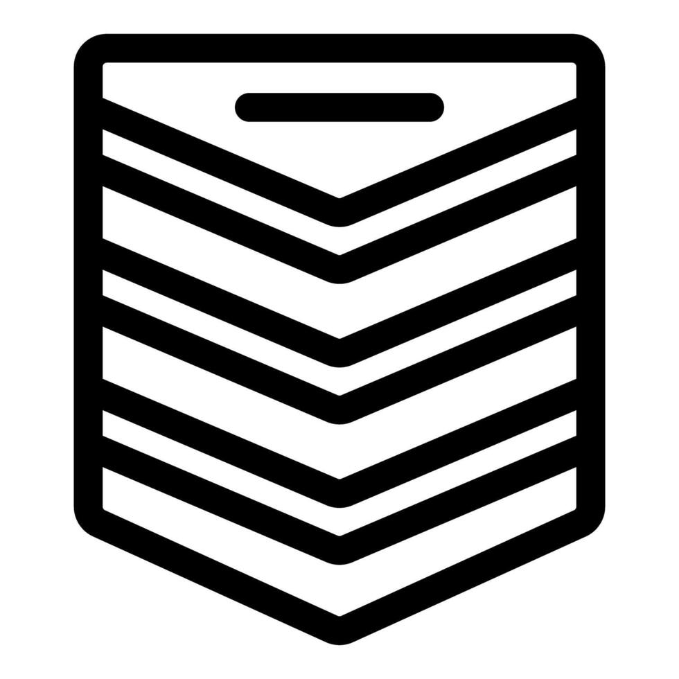 Black outline icon representing military rank insignia vector