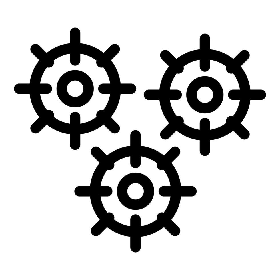 Three black cogwheels interlocking representing teamwork concept vector