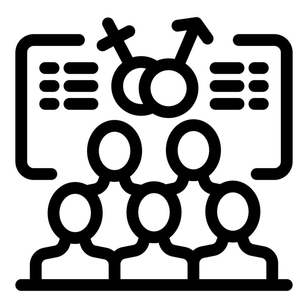 Group of people attending online sociology university course about gender studies vector