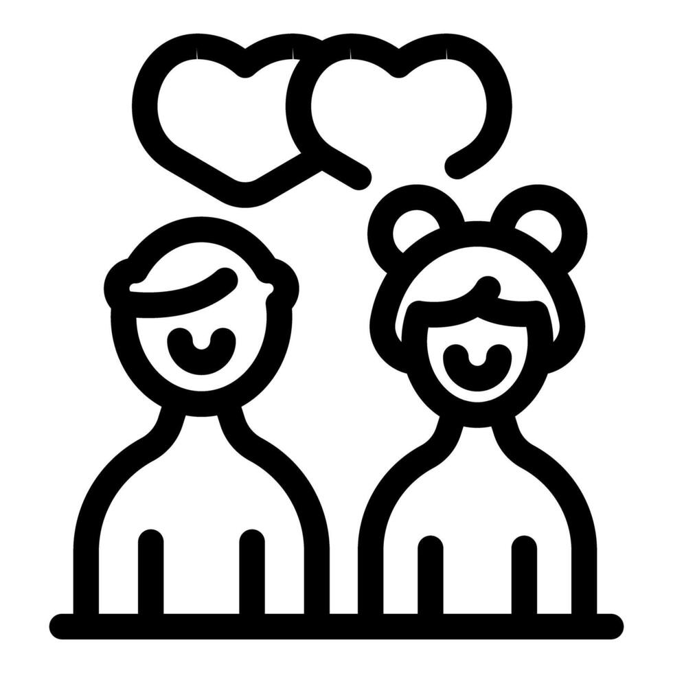 Young couple falling in love showing two hearts floating above them vector