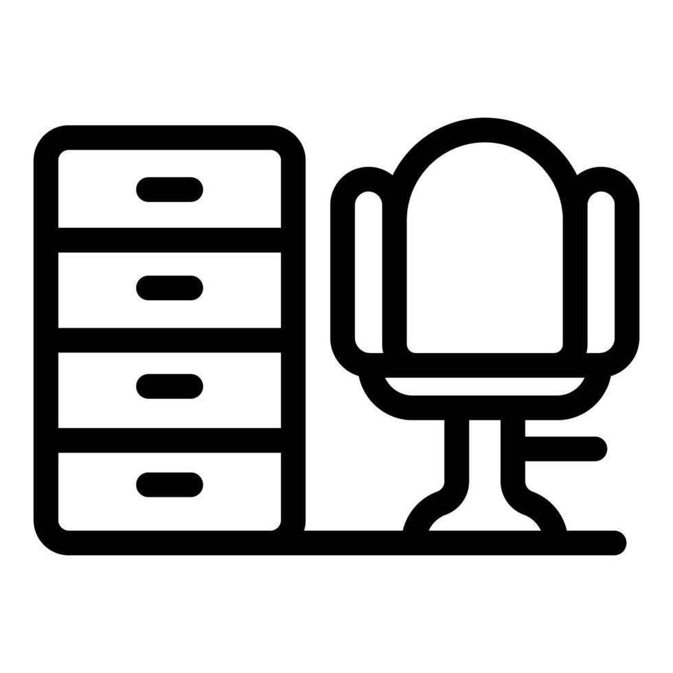 Office furniture icon showing filing cabinet and swivel chair vector