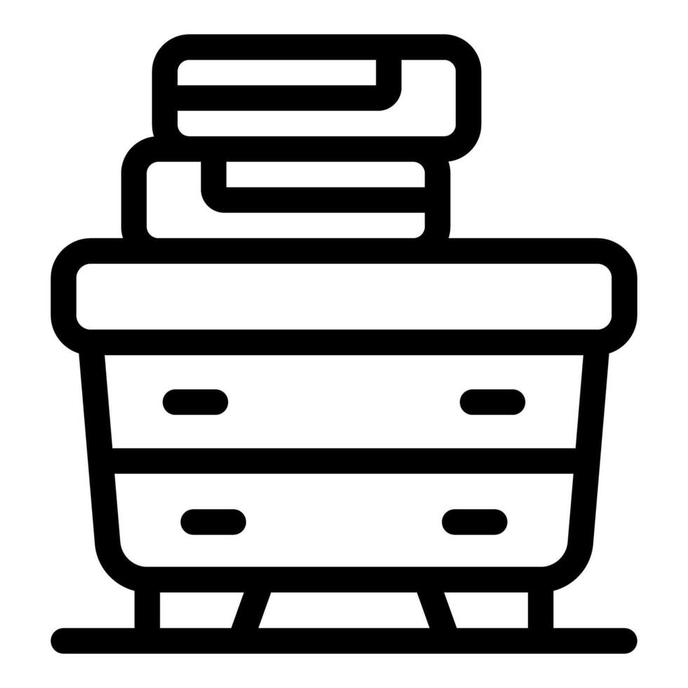 Wooden cabinet with open shelves holding stack of files for office organization vector