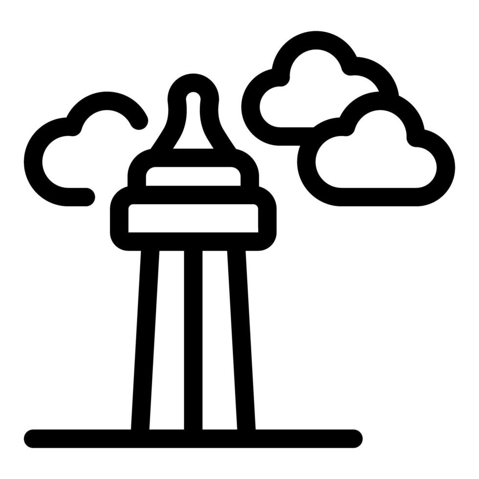 Baby bottle tower standing tall under cloudy sky vector
