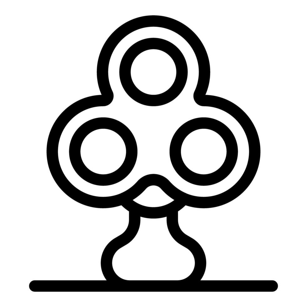 Line icon style illustration of a fidget spinner toy rotating on a table vector