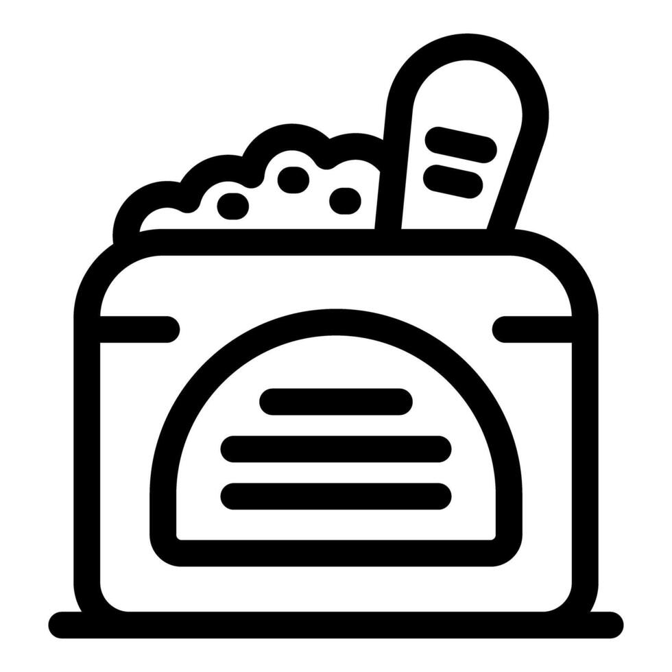 Open detergent powder box with measuring spoon icon outline vector