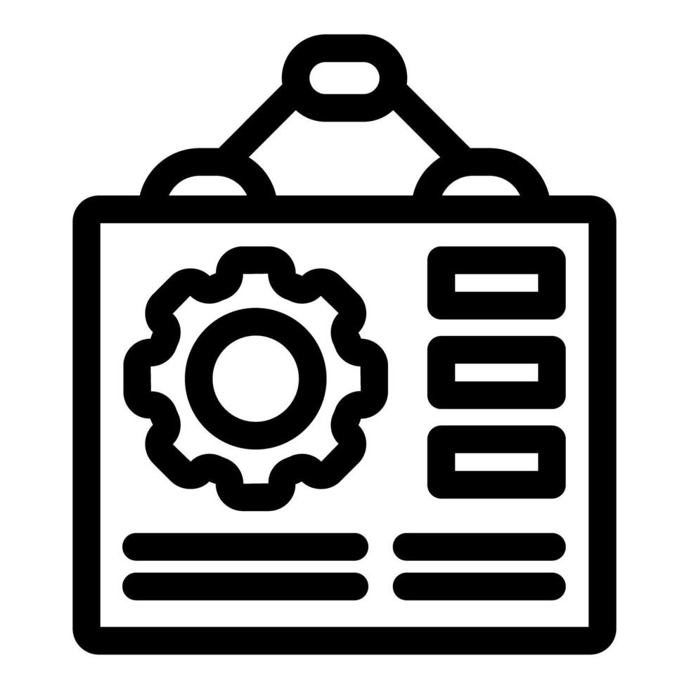 Project management board presenting strategy with gear icon vector