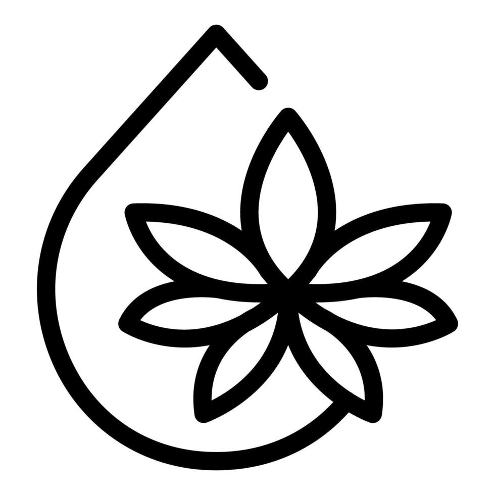 Cannabis oil drop overlapping marijuana leaf icon vector