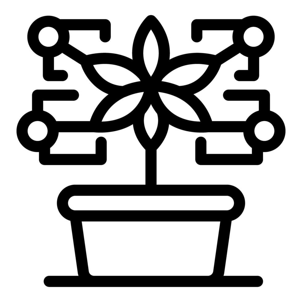 Flower growing with data connecting points showing concept of digital growth vector