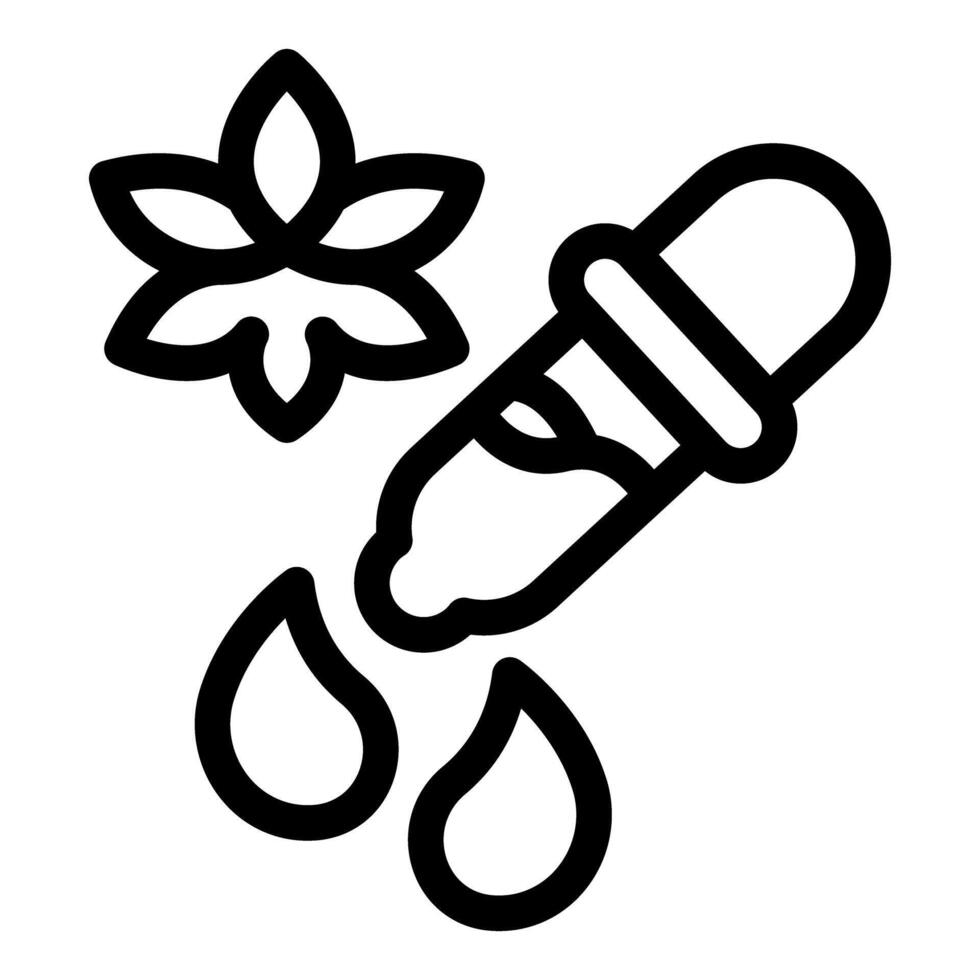 Dropper dripping essential oil from flower icon vector