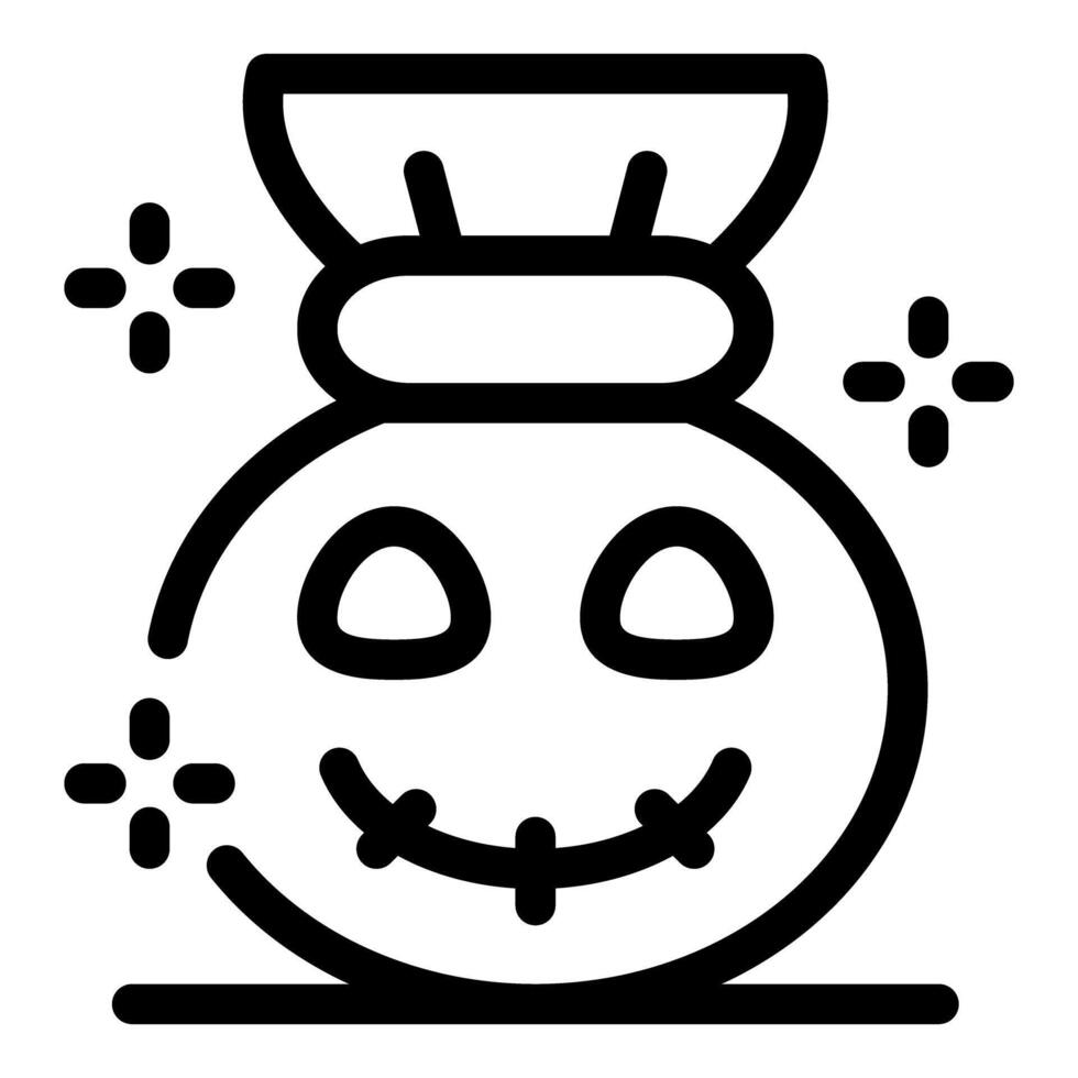 Halloween pumpkin smiling with stitched mouth and hat vector