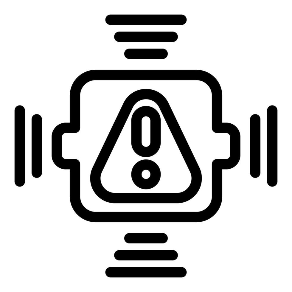 System integration showing warning sign with data flow vector