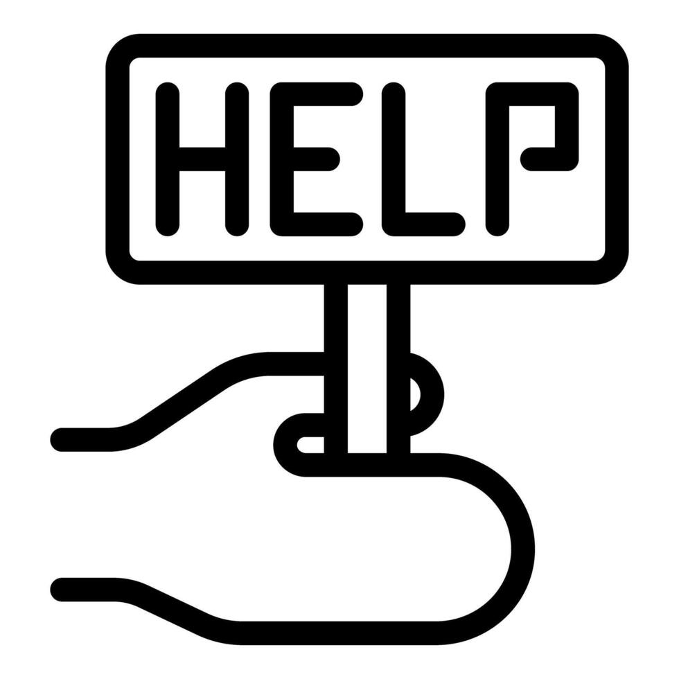 Hand holding help sign asking for support vector