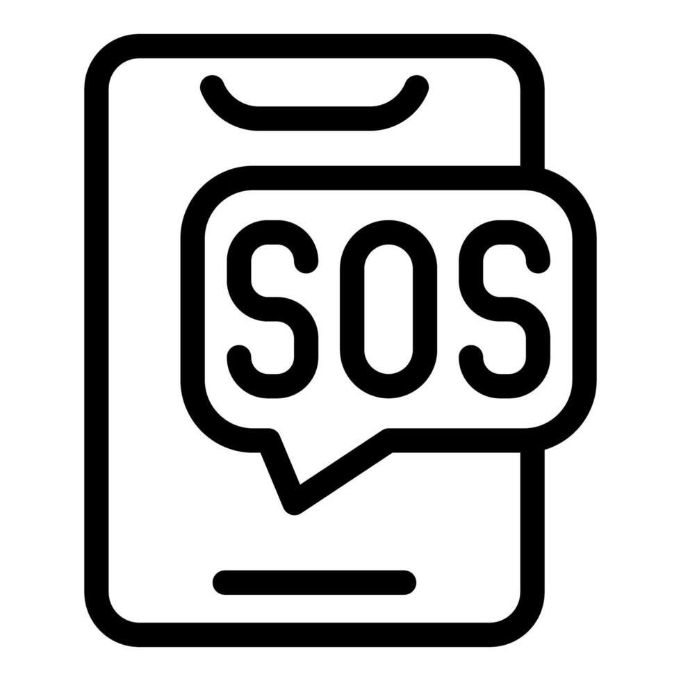 Mobile phone showing sos message icon for emergency call vector