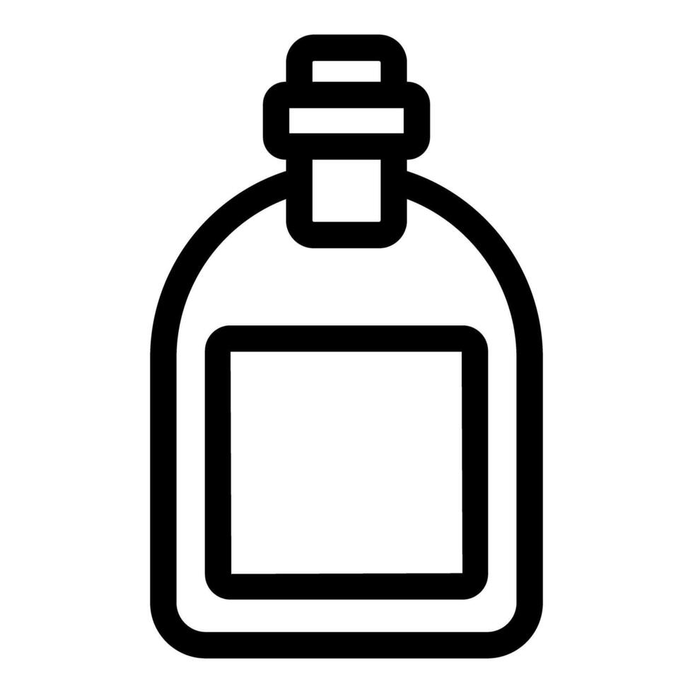 Simple black and white illustration of a bottle with label vector