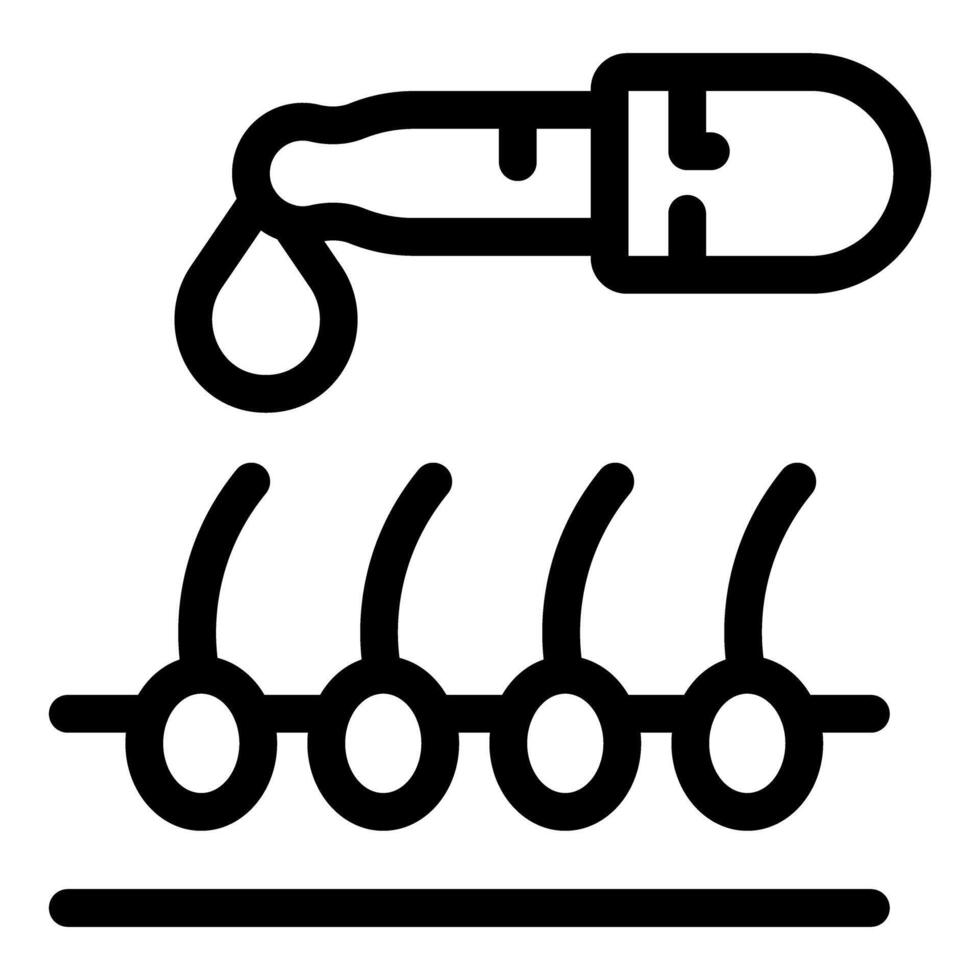 Pipette dropping liquid on hair follicles icon vector