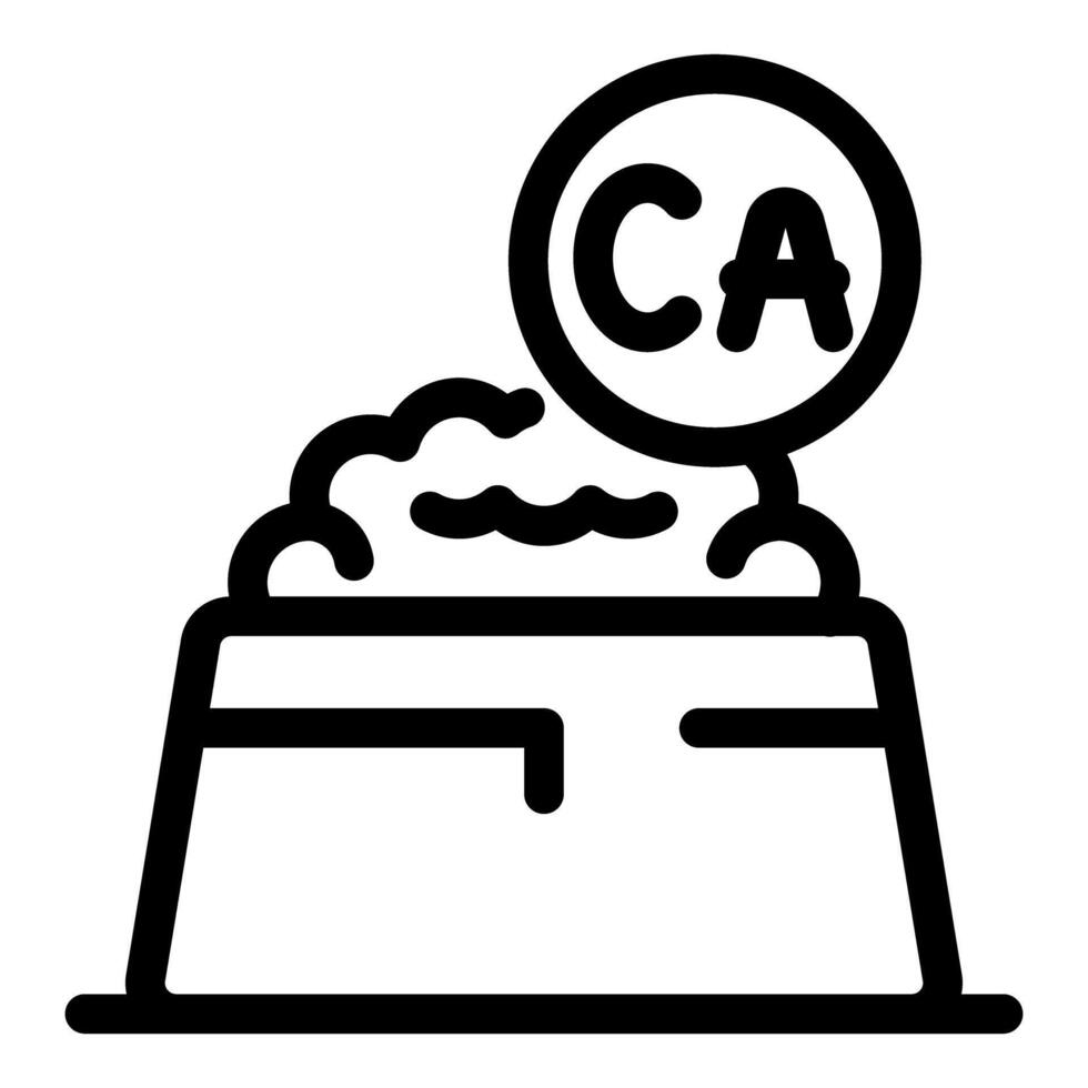 Cat food bowl with calcium icon outline vector
